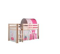 Vipack Pino Lit Compact Pin Massif Naturel 209 X 105 X 114 Cm + Rideau Et Tunnel De Lit Princess