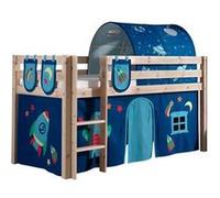 Vipack Pino Lit Compact Pin Massif Naturel + Space Rideau Et Tunnel De Lit + 3 Pochettes