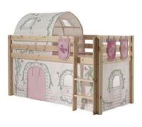 Vipack Pino Lit Compact Pin Massif Naturel + Birdy Rideau Et Tunnel De Lit + 3 Pochettes