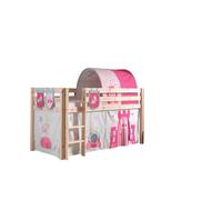 Vipack Pino Lit Compact Pin Massif Naturel + Princess Rideau Et Tunnel De Lit + 3 Pochettes