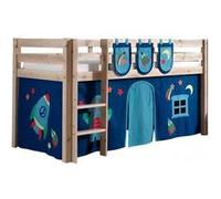 Vipack Pino Lit Compact Pin Massif Naturel + Rideau De Lit Astro + 3 Pochettes Astronaute