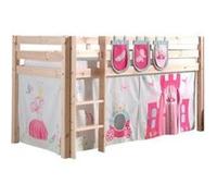 Vipack Pino Lit Compact Pin Massif Naturel + Rideau De Lit Princess + 3 Pochettes Princesse
