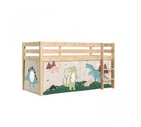 Lit Mi-Hauteur 90x200 sommier inclus housse Dino Pino - Bois