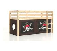 Lit Mi-Hauteur 90x200 sommier inclus housse Pirate Pino - Bois