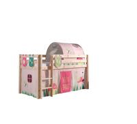 Vipack Pino Lit Compact Pin Massif Naturel + Rideau Et Tunnel De Lit + 3 Pochettes