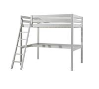 Vipack Lit mezzanine PINO 140x200 Blanc avec plan de travail