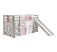 Vipack PINO Lit mezzanine avec toboggan + Birdy rideau de lit et 3 pochettes Violet G