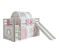 Vipack Pino Lit Mezzanine Avec Toboggan Blanc + Rideau Et Tunnel De Lit + 3 Pochettes Birdy