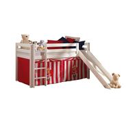 Vipack Pino Lit Mezzanine Avec Toboggan Pin Massif Blanc + Rideau De Lit Chucky