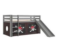Lit mezzanine avec toboggan pin massif Gris - Vipack - PINO - 1 place - 90x200 cm - A lattes