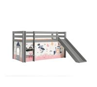 Lit Enfant Surélevé Avec Toboggan "Pino Princesse Sophie" 90x200cm Gris