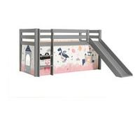Vipack PINO Lit mezzanine avec toboggan pin massif Gris Princess Gris G