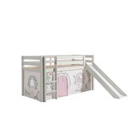 Vipack pino lit mezzanine avec toboggan + rideau de lit birdy