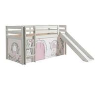 Vipack Pino Lit Mezzanine Avec Toboggan + Rideau De Lit Birdy