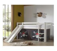 Vipack - PINO Lit mezzanine avec toboggan + Rideau de lit en 4 parties Pirates