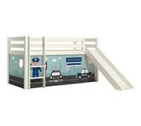 PINO Lit mezzanine avec toboggan + Rideau de lit Police