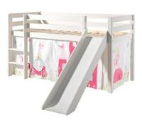 Vipack PINO Lit mezzanine avec toboggan + Rideau de lit Princess Rose G