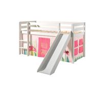 Vipack pino lit mezzanine avec toboggan + rideau de lit spring