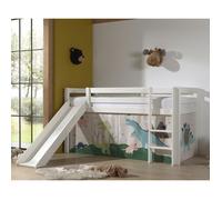 Vipack - PINO Lit mezzanine avec toboggan + Rideau pour lit en 4 parties Dino