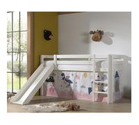 Vipack - PINO Lit mezzanine avec toboggan + Rideau pour lit en 4 parties Princesse