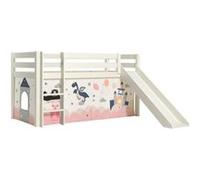 Vipack PINO Lit mezzanine avec toboggan + Rideau pour lit en 4 parties Princesse Beige G