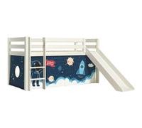 Vipack PINO Lit mezzanine avec toboggan + Rideau pour lit en 4 parties Space Bleu G