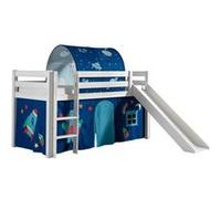Vipack Pino Lit Mezzanine Avec Toboggan + Space Rideau Et Tunnel De Lit + 3 Pochettes