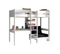 Vipack Lit Mezzanine en Bois 1 Place avec Bureau et Fauteuil 90 x 200 cm Pino - PIOLZB14