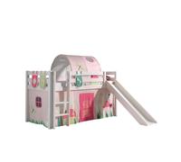 Vipack pino lit mezzanine blanc avec toboggan spring