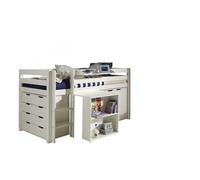 Vipack PINO Lit + sommier + Bureau + Commode 4 tiroirs + Commode 2 portes + tablette penderie