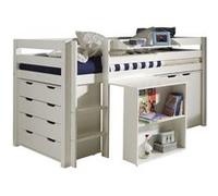 Vipack PINO Lit + sommier + Bureau + Commode 4 tiroirs + Commode 2 portes + tablette penderie
