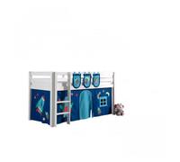 Vipack pino lit sureleve 90x200cm avec sommier blanc + rideau de lit astro