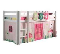 Vipack Pino Lit Sureleve 90x200cm Avec Sommier Blanc + Rideau De Lit Spring + 3 Pochettes Spring