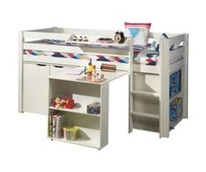 Vipack PINO Lit sureleve avec sommier + bureau + bibliothèque + commode + tablette penderie Bleu G