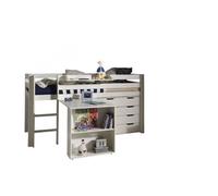 Vipack Lit mezzanine Charlotte avec bureau, chiffonnier et étagère - PINO