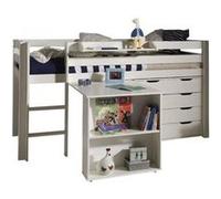 Vipack Lit mezzanine Charlotte avec bureau, chiffonnier et étagère - PINO