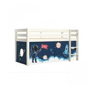 Vipack Lit enfant surélevé Pino Space Shuttle en pin massif avec sommier 90x200 cm Blanc