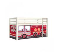 Vipack pino lit sureleve en pin massif avec sommier blanc pompiers