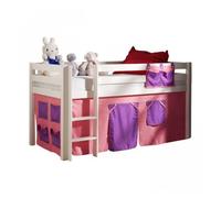 Vipack Lit mezzanine enfant PINO 90x200 cm à lattes avec housse Bella blanc - Norme EN 747