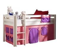 Vipack PINO Lit sureleve en pin massif avec sommier Blanc + Rideau de lit Bella Blanc G
