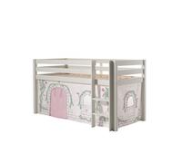 Vipack Pino Lit Sureleve En Pin Massif Avec Sommier Blanc + Rideau De Lit Birdy