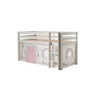 Vipack Pino Lit Sureleve En Pin Massif Avec Sommier Blanc + Rideau De Lit Birdy