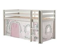 Vipack Pino Lit Sureleve En Pin Massif Avec Sommier Blanc + Rideau De Lit Birdy