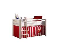 Vipack PINO Lit sureleve en pin massif avec sommier Blanc + Rideau de lit Chucky