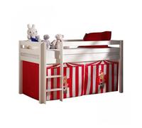 Vipack pino lit sureleve en pin massif avec sommier blanc + rideau de lit chucky