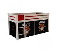 Paris Prix – Lit mezzanine enfant PINO Pirates – pin massif – 140x200 cm – blanc