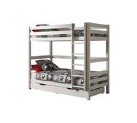 Vipack Pino Lits Superposs Pin Massif Blanc 209x105x182cm + Lot De 2 Tiroirs