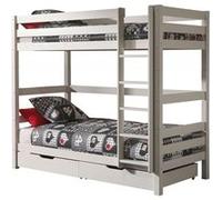 Vipack Pino Lits Superposs Pin Massif Blanc 209x105x182cm + Lot De 2 Tiroirs