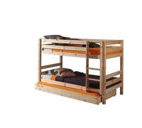 Vipack Lit superposé Pino en pin massif naturel 209x105x140 cm + lit gigogne Beige