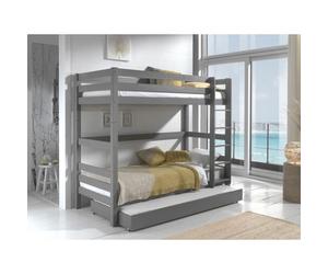 Vipack Pino Lits Superposs Pin Massif Gris 209x105x182cm + Lit Gigogne